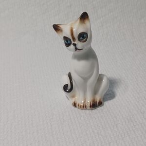 Siamese Cat Kitten Porcelain Figurine Marked Japan - Vintage